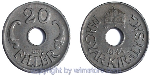 Ungarn, 20 Filler 1941 - 1944, KM 520, Eisen