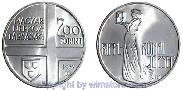 Ungarn, 200 Forint 1977, Ungarische Maler - Rippl Rónai, KM 612, Silber