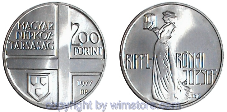 Ungarn, 200 Forint 1977, Ungarische Maler - Rippl Rónai, KM 612, Silber