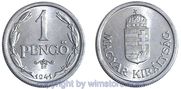 Ungarn, 1 Pengö 1941 - 1944, KM 521, Aluminium