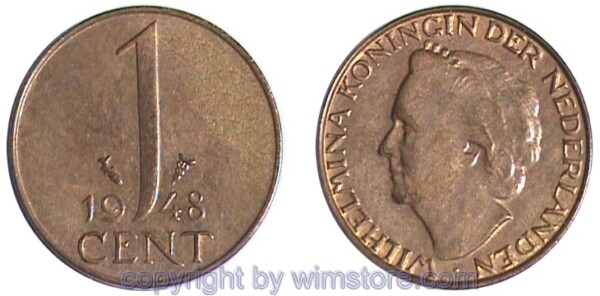Niederlande, 1 Cent 1948, KM 175, Bronze