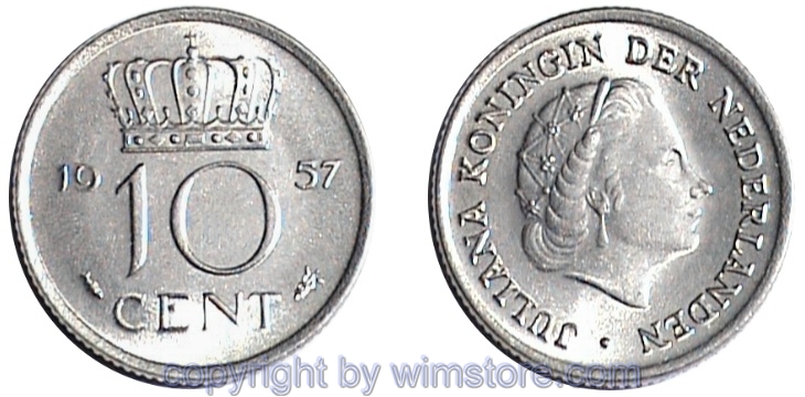 Niederlande, 10 Cents 1950 - 1980, KM 182, Nickel