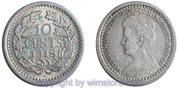 Niederlande, 10 Cents 1910 - 1925, KM 145, Silber