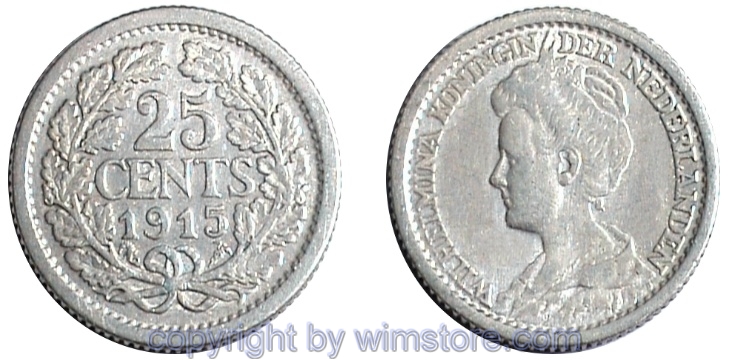 Niederlande, 25 Cents 1910 - 1925, KM 146, Silber