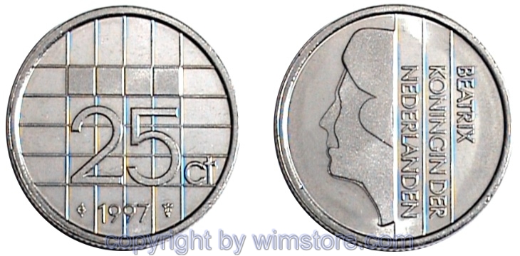 Niederlande, 25 Cents 1982 - 2001, KM 204, Nickel