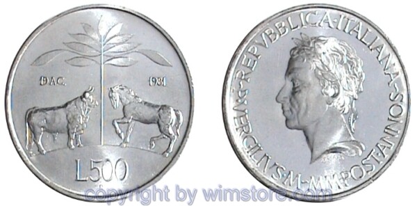 Italien, 500 Lire 1981, Virgil, KM 110, Silber