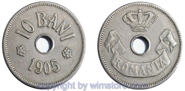 Rumänien, 10 Bani 1905 - 1906, KM 32, Ku/Ni