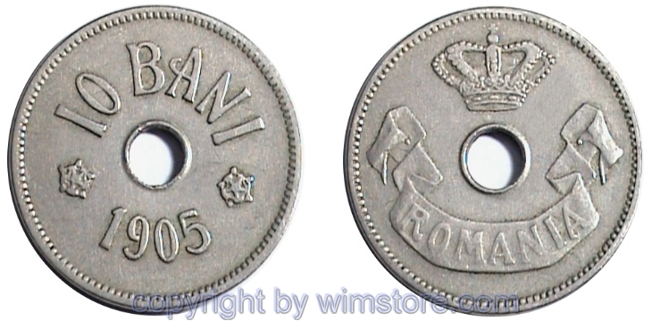 Rumänien, 10 Bani 1905 - 1906, KM 32, Ku/Ni