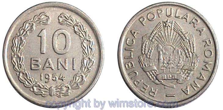 Rumänien, 10 Bani 1954, KM 84.2, Ku/Ni