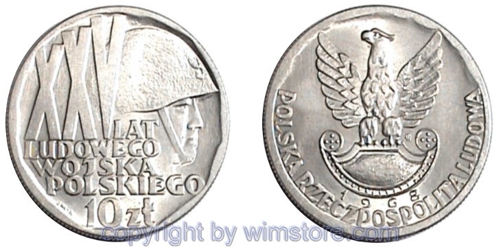 Polen, 10 Zlotych 1968, Armee, Y 60, Ku/Ni