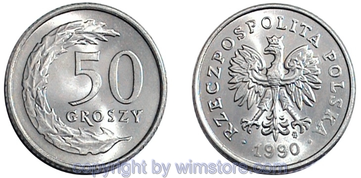 Polen, 50 Groszy ab 1990, Y 281, Ku/Ni