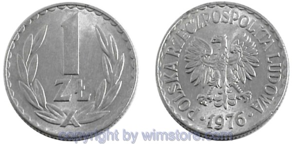 Polen, 1 Zloty 1957 - 1985, Y 49.1, Aluminium