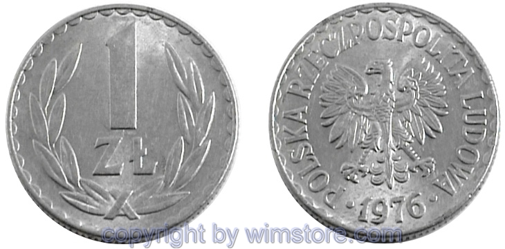 Polen, 1 Zloty 1957 - 1985, Y 49.1, Aluminium