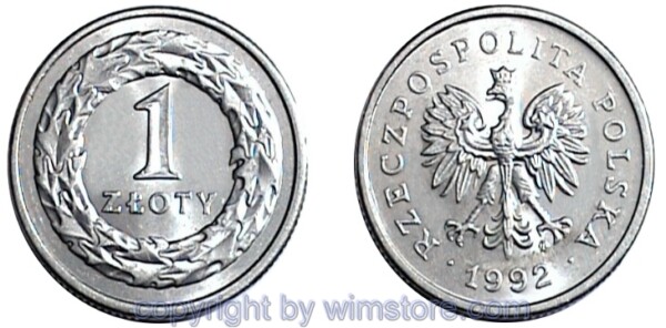 Polen, 1 Zloty 1990 - 1995, Y 282, Ku/Ni