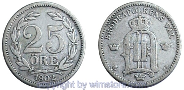 Schweden, 25 Öre 1880 - 1905, KM 739, Silber