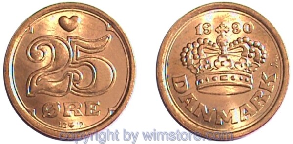 Dänemark, 25 Öre 1990 - 2001 LG-JP/A, KM 868.1, Bronze