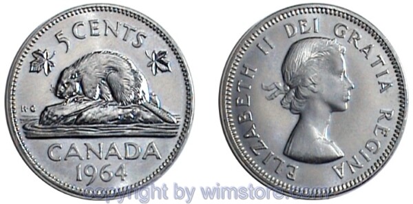 Kanada, 5 Cents 1963 - 1964, KM 57, Nickel