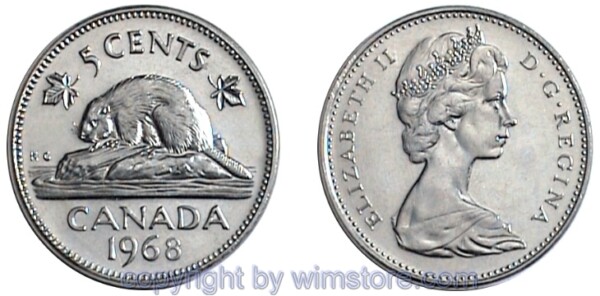 Kanada, 5 Cents 1965 - 1978, KM 60.1, Nickel