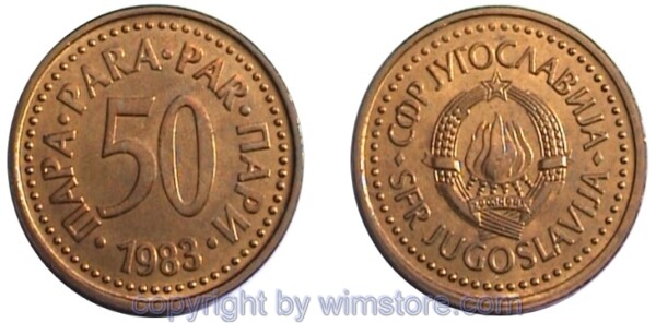 Jugoslawien, 50 Para 1982 - 1984, KM 85, Bronze