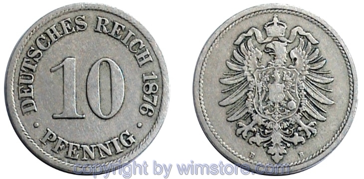 Deutsches Kaiserreich, 10 Pfennig 1873 - 1889, KM 4, Ku/Ni