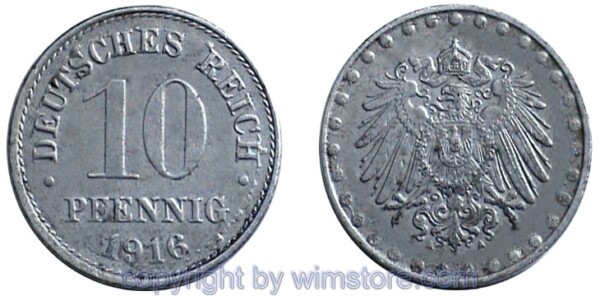 Deutsches Kaiserreich, 10 Pfennig 1915 - 1922, KM 20, Eisen