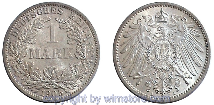 Deutsches Kaiserreich, 1 Mark 1891 - 1916, KM 14, Silber