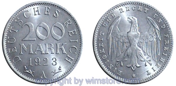 Weimarer Republik, 200 Mark 1923, KM 35, Aluminium