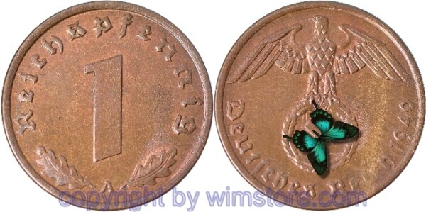 3. Reich, 1 Reichspfennig 1936 - 1940, KM 89, Kupfer