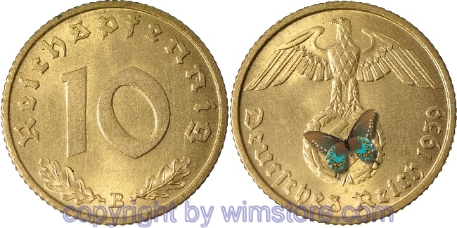 3. Reich, 10 Reichspfennig 1936 - 1940, KM 92, Ku/Alu
