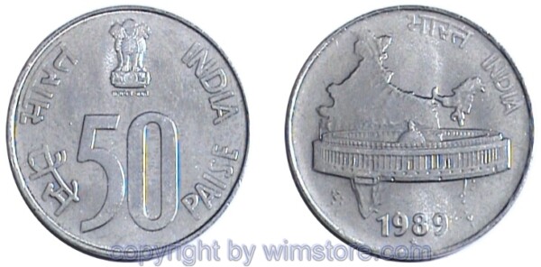 Indien, 50 Paise ab 1988, KM 69, Stahl