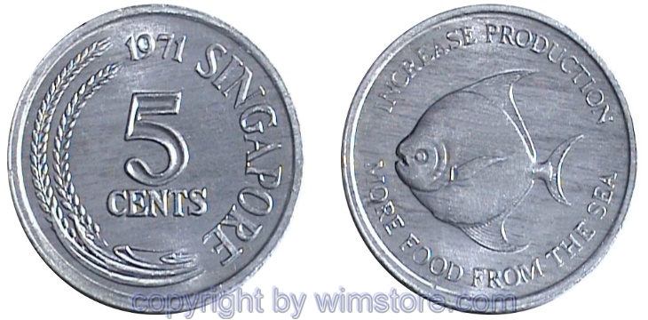 Singapur, 5 Cents 1971, FAO, KM 8, Aluminium