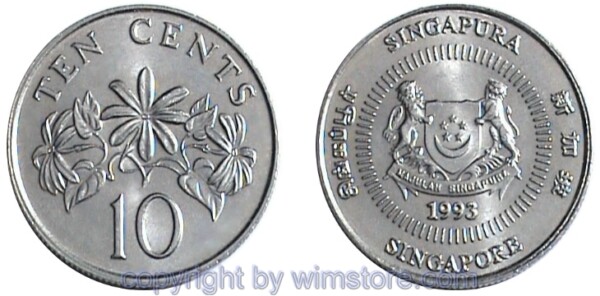 Singapur, 10 Cents ab 1992, KM 100, Ku/Ni