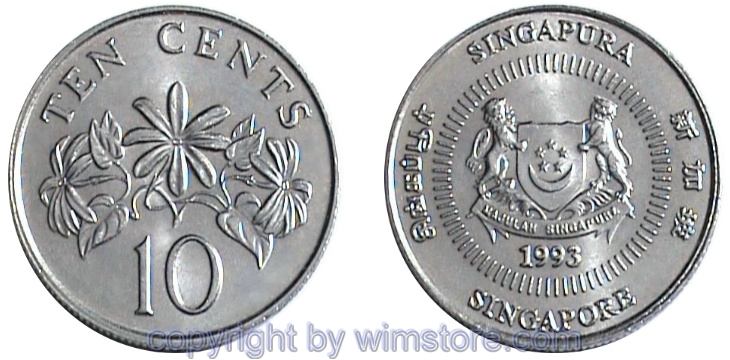 Singapur, 10 Cents ab 1992, KM 100, Ku/Ni