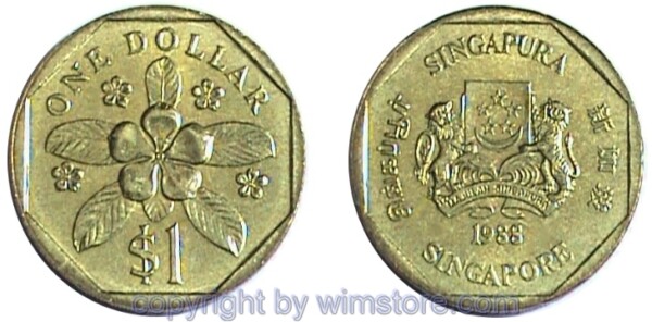Singapur, 1 Dollar 1987 - 1991, KM 54b, Alu/Bro
