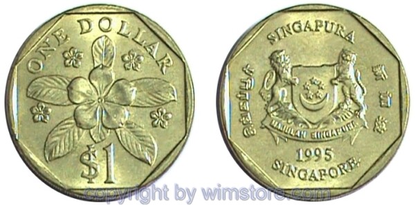 Singapur, 1 Dollar ab 1992, KM 103, Alu/Bro