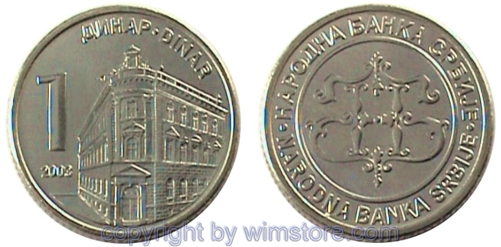 Serbien, 1 Dinar 2003, KM 34, Ku/Ni/Zink