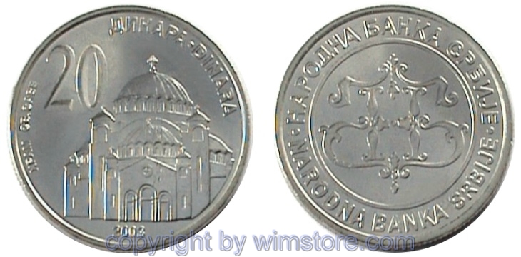 Serbien, 20 Dinara 2003, KM 38, Ku/Ni/Zink