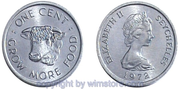Seychellen, 1 Cent 1972, FAO, KM 17, Aluminium