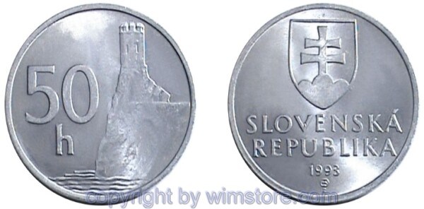 Slowakei, 50 Halierov 1993 - 1995, KM 15, Aluminium