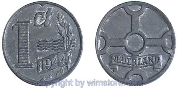 Niederlande, 1 Cent 1941 - 1944, KM 170, Zink