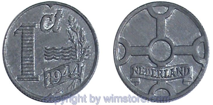 Niederlande, 1 Cent 1941 - 1944, KM 170, Zink