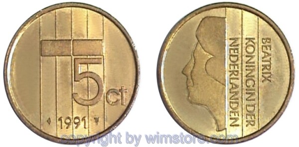 Niederlande, 5 Cents 1982 - 2002, KM 202, Bronze
