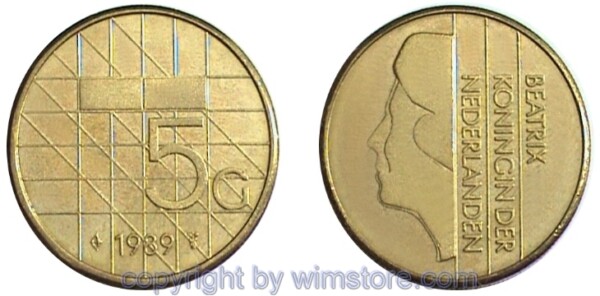 Niederlande, 5 Gulden 1987 - 2001, KM 210, Ni-Bronze galvanisiert