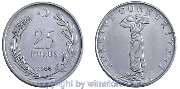 Türkei, 25 Kurus 1966 - 1978, KM 892.3, Stahl
