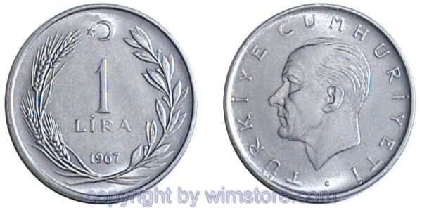 Türkei, 1 Lira 1959 - 1980, KM 889a.1 und KM 889a.2, Stahl