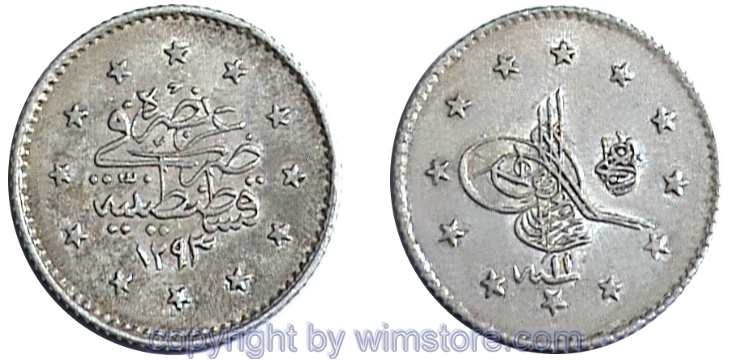 Türkei, AH1293 - AH1327, Abdul Hamid II., 1 Kurush AH1293, Konstantinopel, KM 735, Silber