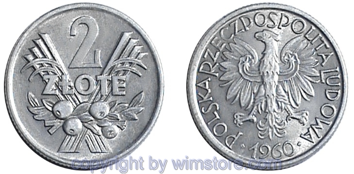 Polen, 2 Zlote 1958 - 1974, Y 46, Aluminium