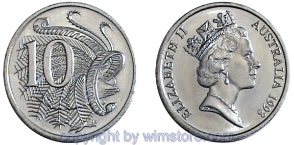 Australien, 10 Cents 1985 - 1998, KM 81, Ku/Ni
