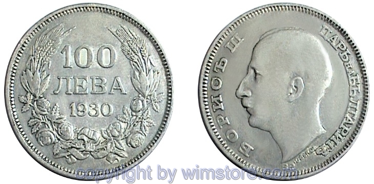 Bulgarien, 100 Leva 1930, KM 43, Silber