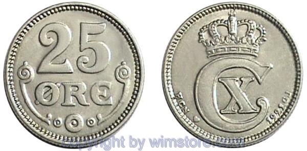Dänemark, 25 Öre 1920 - 1922 HCN-GJ, KM 815.2a, Ku/Ni